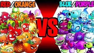 Team RED-ORANGE vs BLUE-PURPLE Plants - Who Will Win? - PvZ 2 Team Plant Vs Team Plant