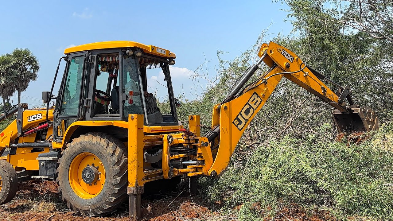 JCB 3DX Land Cleaning & Waste Tree Removal | Heavy Equipment Working in Action || jcb video 