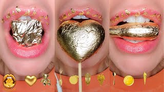 ASMR Eating Satisfying GOLD Emoji Food Mukbang 먹방