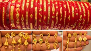 NAG JEWELLERY Latest Gold Pola Bangle Designs & Earrings Collection With Weight & Price@Crazy_Jena