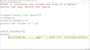 Volume and Area  of a Sphere in Python