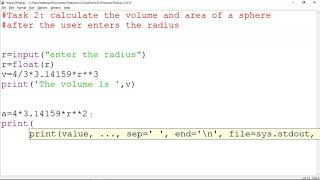 Volume and Area  of a Sphere in Python