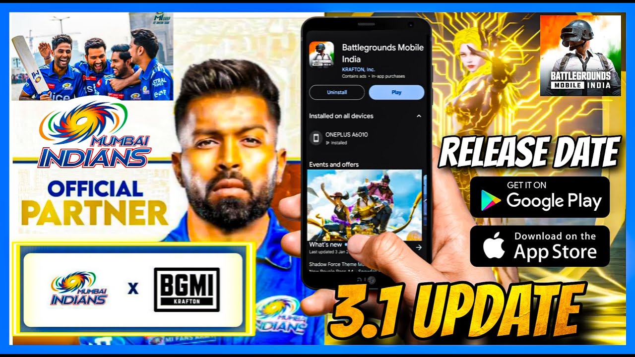 BGMI X MUMBAI INDIANS DISCOVERY EVENT / 3.1 UPDATE RELEASE DATE AND NEW FEATURES COMING SOON( BGMI )