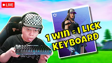 1 WIN = I LICK KEYBOARD IRL! GETTING CROWN WINS WITH VIEWERS! #shorts #fortnitelive