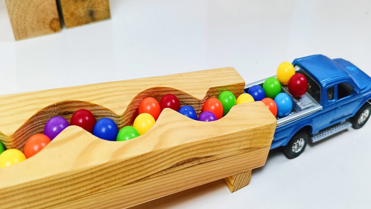 Marble Run ASMR Race ☆ HABA Slope & Retro Makita Truck Garbage Truck Excavator Dump Truck Ambulance