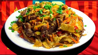 Необычное блюдо на костре: Монгольская лапша с мясом ЦУЙВАН!