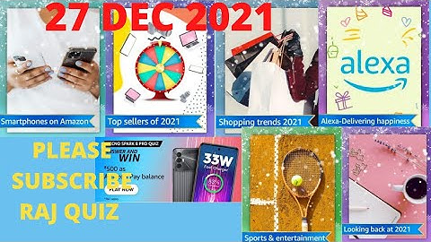 Amazon FZ Quiz Time Today answers | 27 Dec. 2021