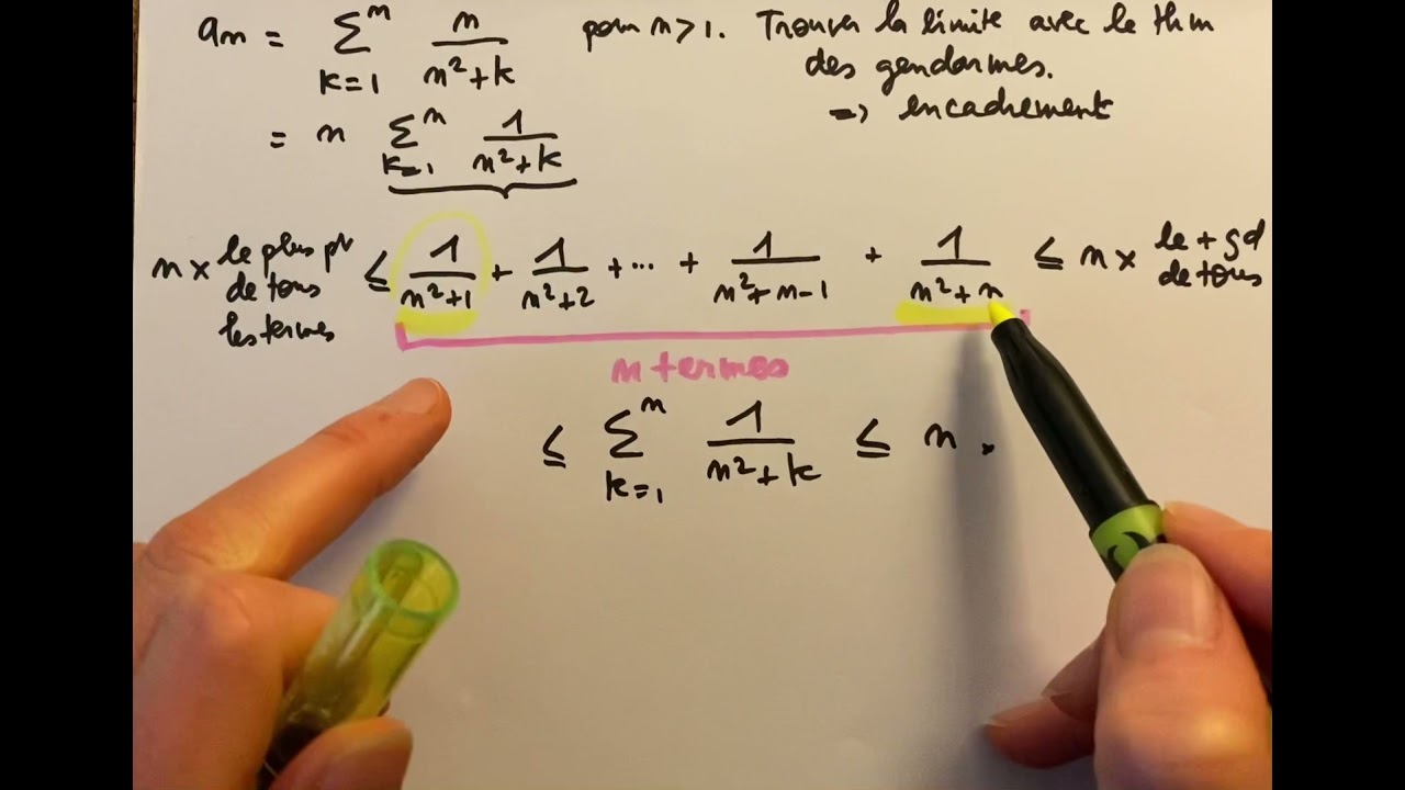 Calcul de limite d’une suite par encadrement théorème des gendarmes - L1 Suites et récurrence