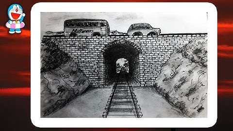 How to Draw Using 1- Point Perspective Train Track and Tunnel