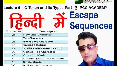 Lecture - 9 | C Token and Its Various Parts (Escape Sequences) Part - 3 | PCC ACADEMY CHURU