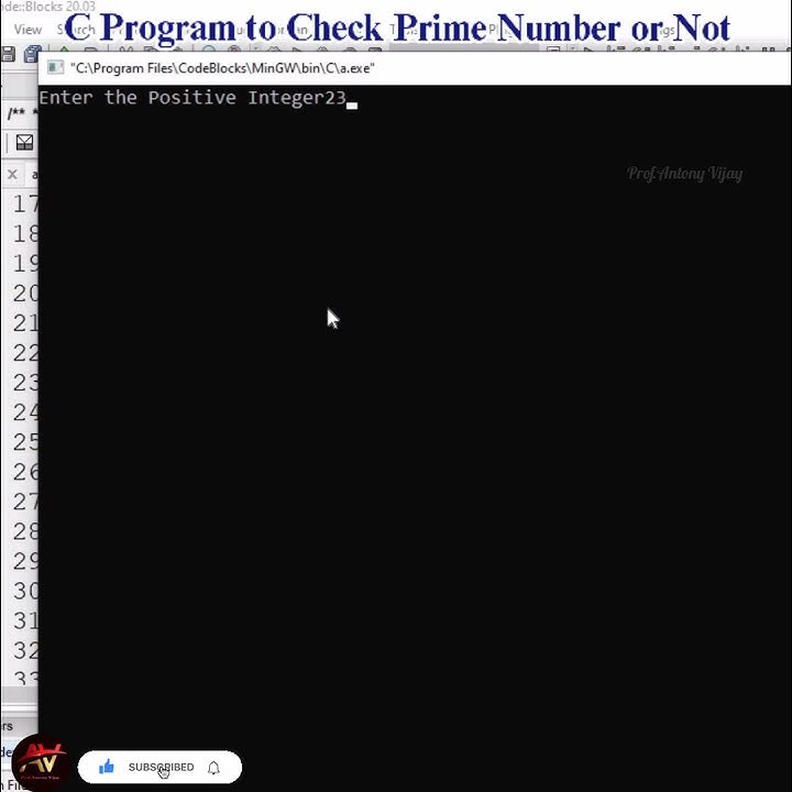 C Program to Check Prime Number or Not | Prof.Antony Vijay - YouTube