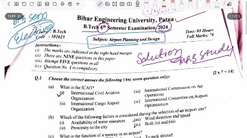 2024 airport planning and design / 6th semester exam paper solution l civil engineer l BEU Patna