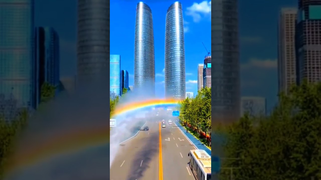 Trucks Spraying Rainbow on the Street 