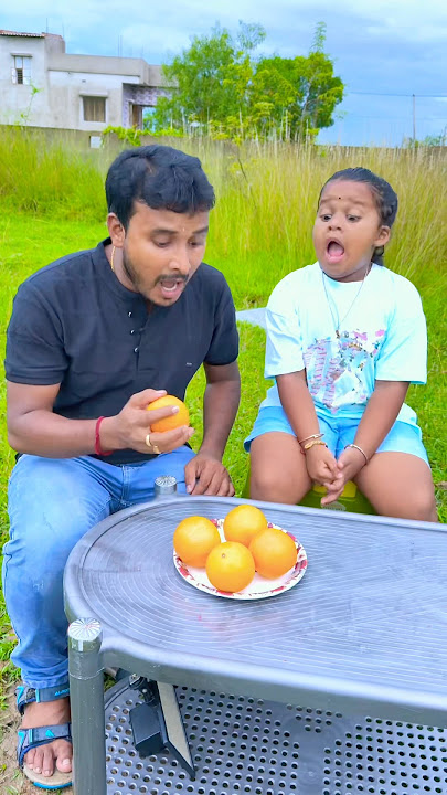 Misti and papa eats an orange 🍊& something Unbelievable happens! 😱🤪🤣 #shorts #viralvideo #funny