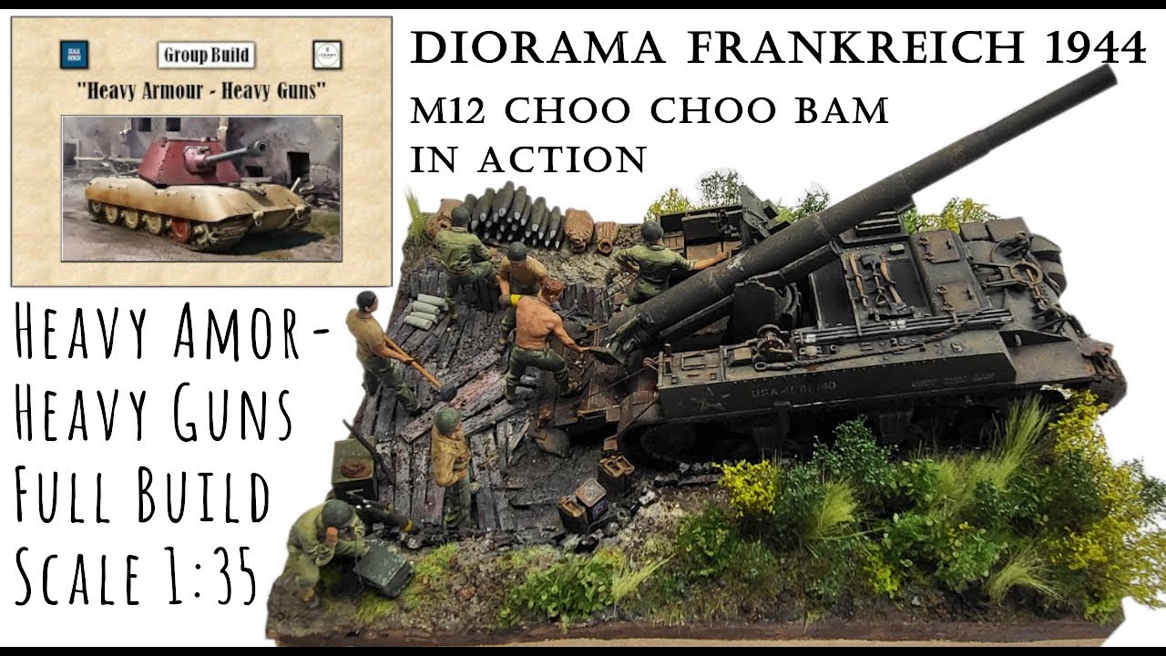 Diorama Frankreich 1944 M12 Choo Choo Bam in Action