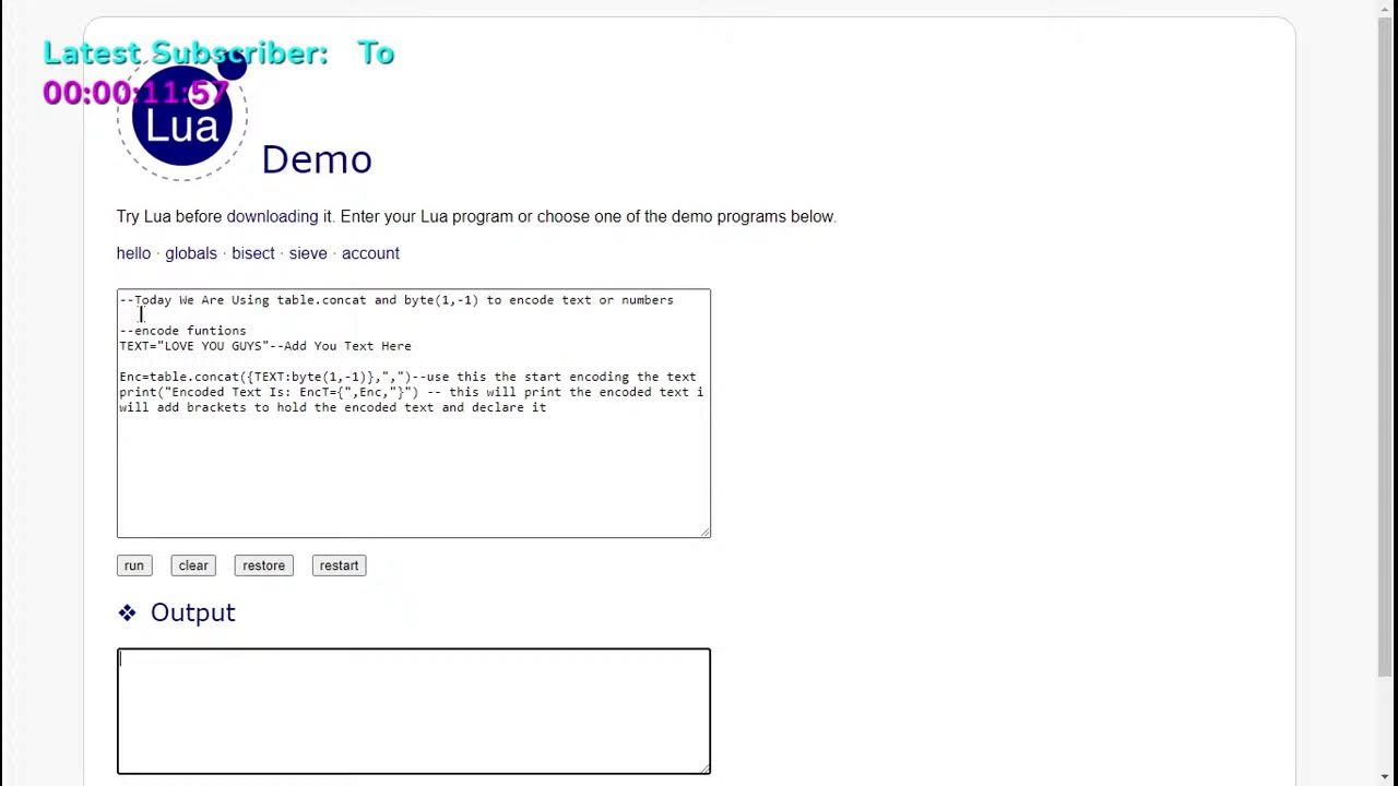 Lua Table Encode Youtube
