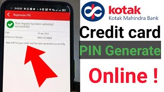 Kotak Mahindra Bank credit card Pin generate online |Pin generate credit card | Kotak credit card..