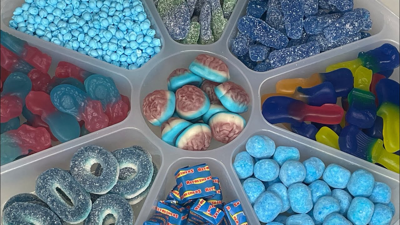 🍭The Blue Platter 🍭 #candy #sweets #asmr #satisfying #platter #chewy # ...
