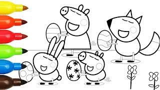 Peppa Pig Easter Eggs Coloring Pages Videos For Kids With Colored Markers Art For Children