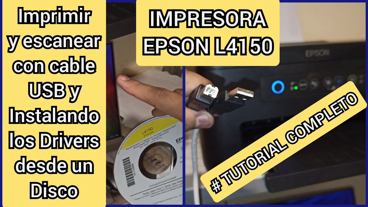Imprimir y escanear con CABLE USB y INSTALANDO DRIVERS EN LA COMPUTADORA | Impresora  Epson L4150 - YouTube