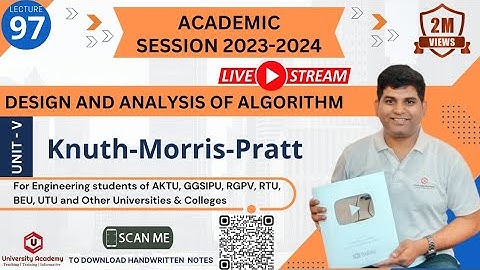 DAA97: Knuth Morris Pratt String Matching Algorithm | KMPalgorithm in Hindi