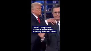 Donald Trump posts bizarre AI video of him attaching Stephen Colbert #shorts
