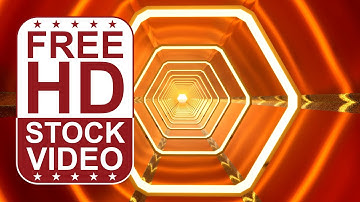 Free Stock Videos – music VJ loops sci-fi hexagon tunnel with neon lights glowing 3D animation