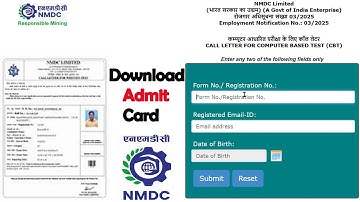 NMDC Download Admit Card Employment Notifi 03/2025 | Call Letter for Computer Based Test |@extragain
