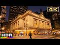 NYC Walking Tour 4K60 Night | Cozy Grand Central Terminal Late Night Walk