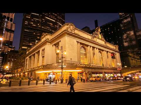 NYC Walking Tour 4K60 | Grand Central Station | Cozy Late Night Tour | Raw (No Commentary)