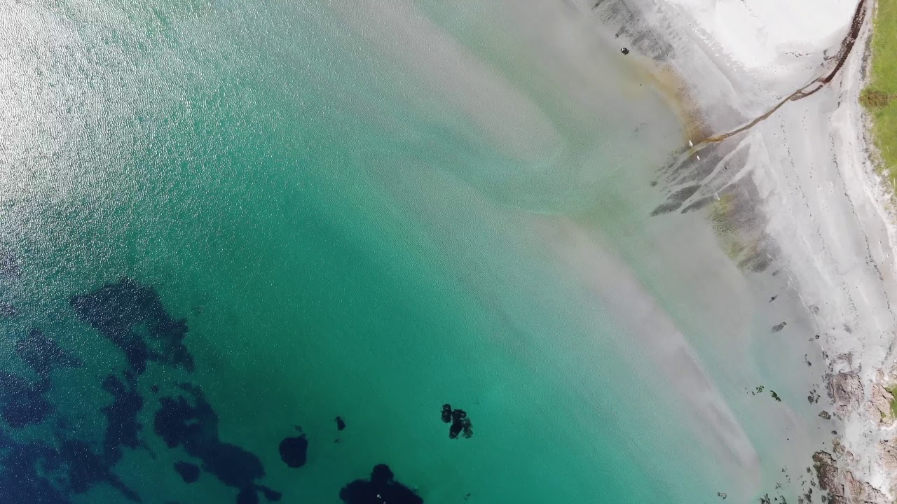 Isle of mull. Ardalanish bay. Drone footage 4k. Uisken bay. Carsaig arches. Aerial footage