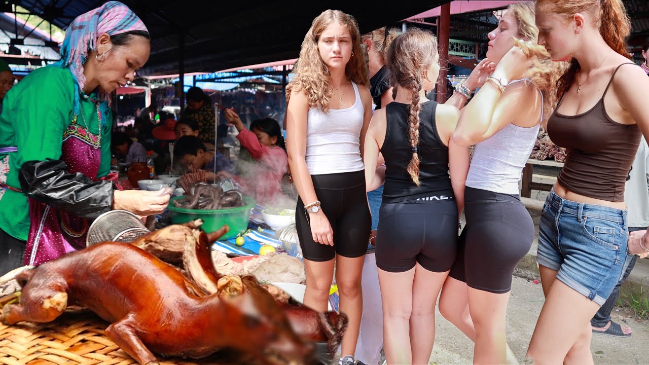 Rủ mấy em gái Tây xinh đẹp thân thiện đi ăn thịt chó chơ phiên Sín Chéng