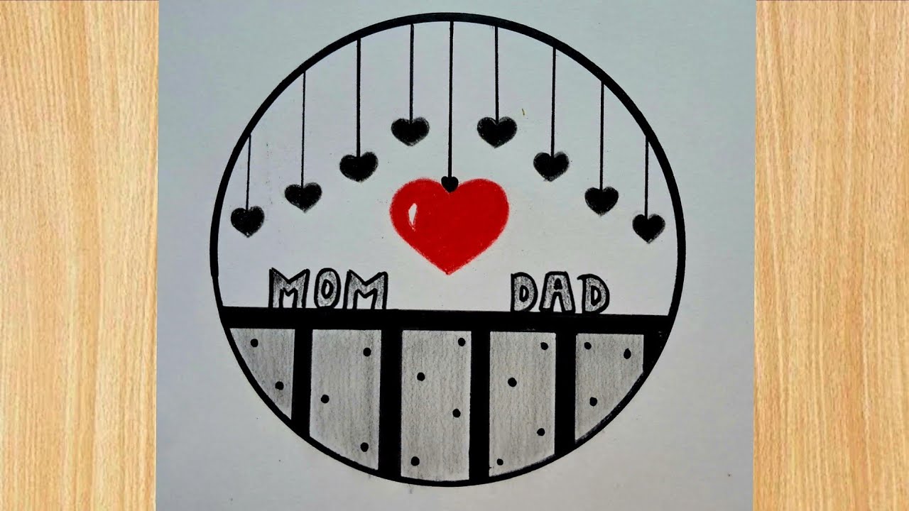 Mom and dad circle drawing easy | Circle scenery drawing Ideas | easy parents drawing for beginners 