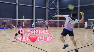 [새벽운동] 오랜만에 혼복~ 이겨보자!! 요즘 라켓권태기(?) (player_김지남, 이민경 vs 엄찬용, 최윤정)