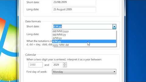 How to change the Date Format in Windows 7