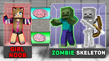 Minecraft GIRL NOOB vs PRO : BRAIN EXCHANGE! GIRL NOOB BECAME a ZOMBIE AND SKELETON in Minecraft!