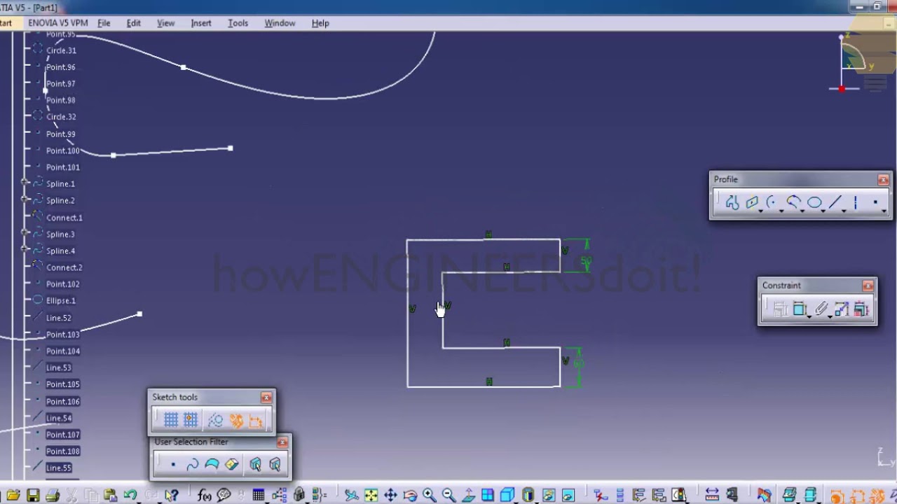 2.3|Constraints tool in Sketcher|Top Catia V5 tutorials/training videos