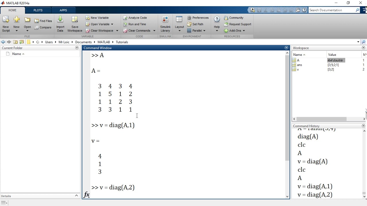 Matlab Diag