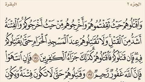 سورة البقرة مكررة من آية 191 إلى 196 القارئ وديع اليمني
