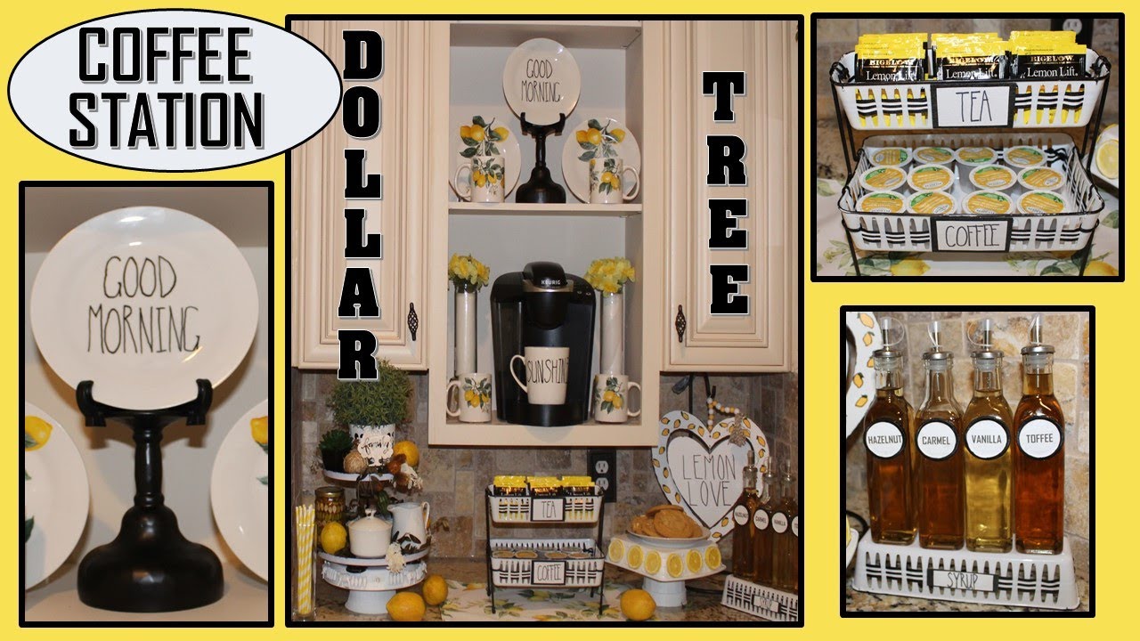 COFFEE STATION DIY (2019) | DOLLAR TREE DIY | LEMON DECOR | Farmhouse ...