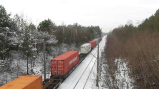 ET22-1151 + platformy z towarem * Wjazd do Osiecka