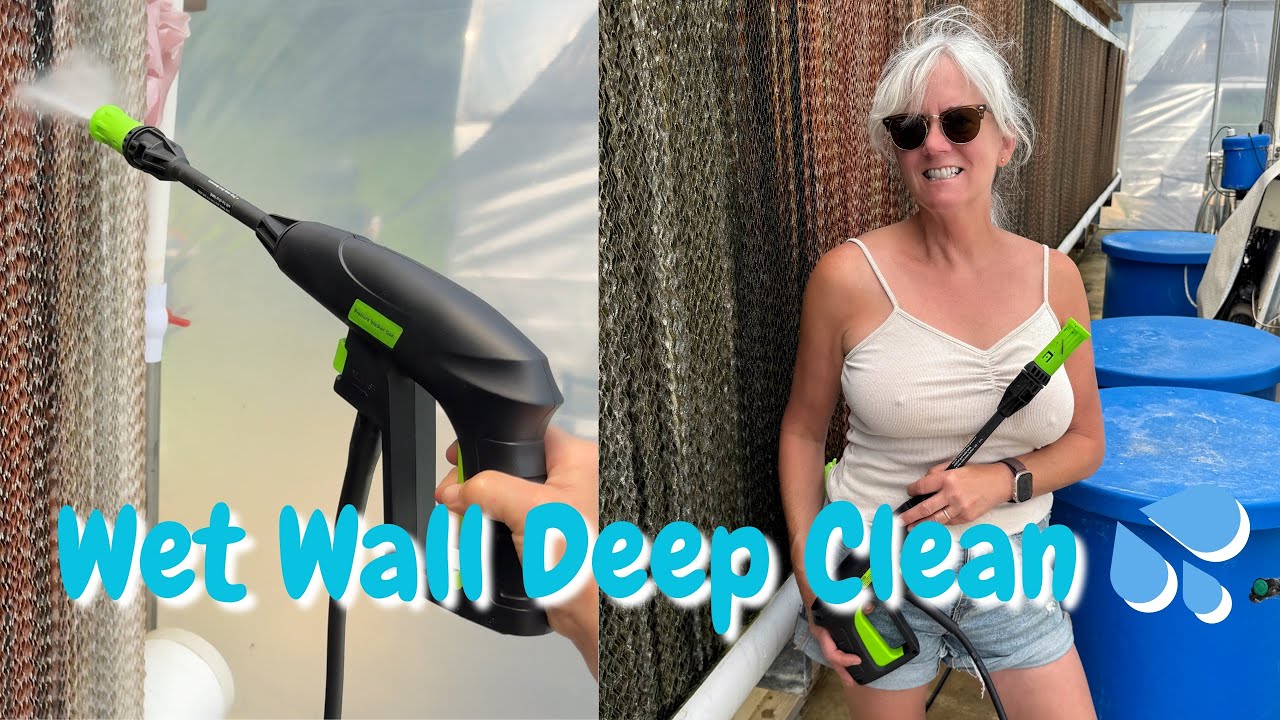 Hydroponic Videos 7 Greenhouse Wet Wall Cleaning 🌱 Pressure Washer Demo