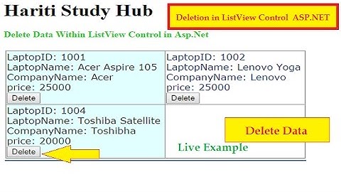 Delete Data From Database with ListView Control in Asp.Net C# | Hindi | Learn Online Asp.Net