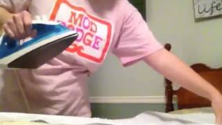 Ironing curtains for a simple sewing tutorial