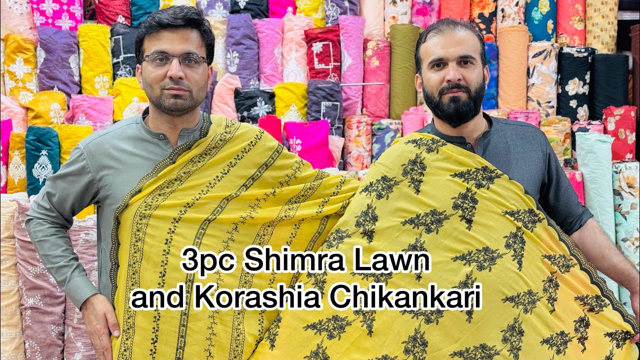New 2026 // 3pc Shimra Lawn//+Korashia Chinkankari//+White Silk Lawn Dopattas//