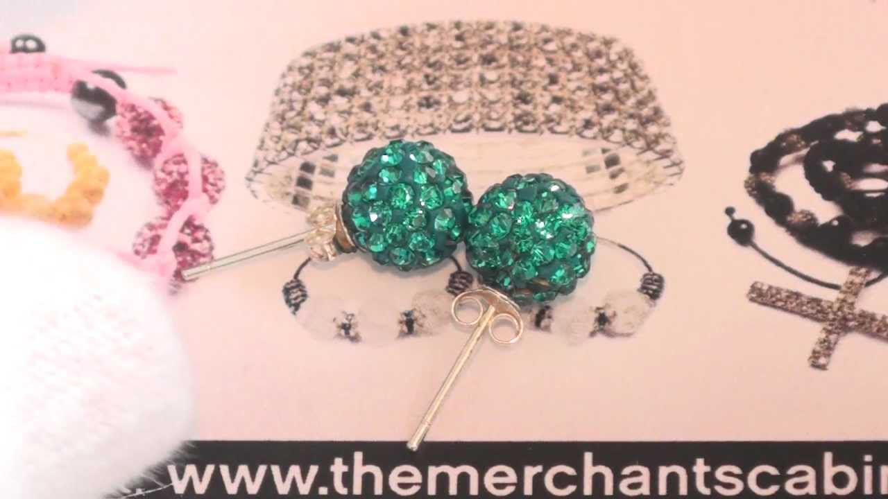 Turquoise Shamballa 925 Silver Disco Ball Stud Earrings, 8mm Czech Crystals | TheMerchantsCabin.com