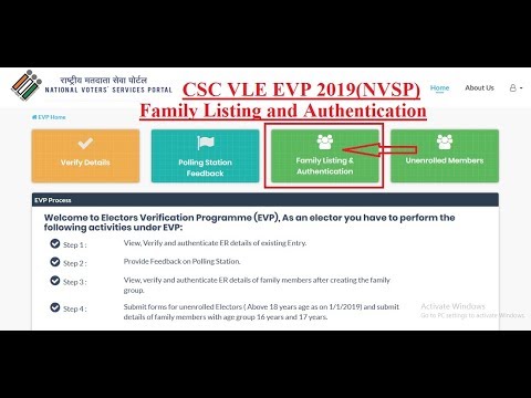 CSC EVP 2019 (NVSP)  Family Listing and Authentication