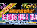 【約9年ぶり熊本・群発傾向】九州・熊本・阿蘇地方　最大震度５強 M5.7　長周期地震動階級【１】2025/11/25（18：01）　十字架位置の時刻で発震