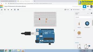 Photoresistor simulation in TinkerCAD