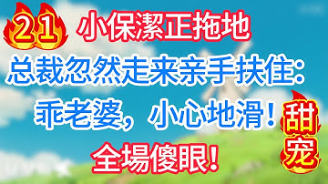 第二十一集：小保潔正拖地，总裁忽然走来亲手扶住：乖老婆，小心地滑！全場傻眼！#现代言情#甜宠